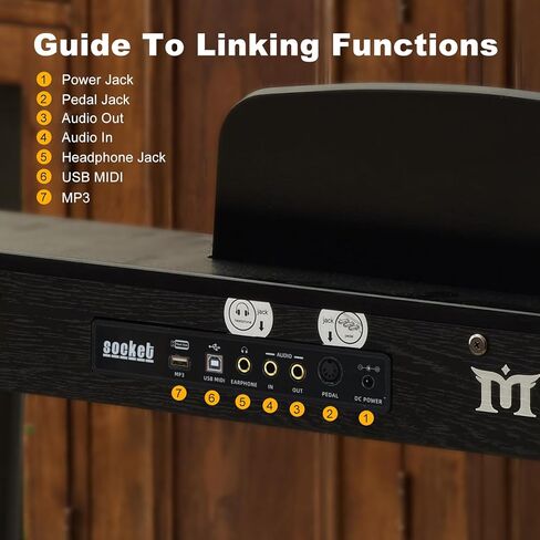 MUSTAR بيانو رقمي 88 مفتاحًا شبه مرجح للمبتدئين، 88 مفتاحًا بيانو لوحة مفاتيح مرجحة مع حامل، لوحة مفاتيح بيانو كهربائية كاملة الحجم 88 مفتاحًا، 129 صوتًا، حافظة، دواسة مستدامة، USB MIDI، أسود in Kuwait