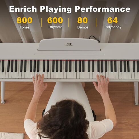 MUSTAR Digital Piano 88 Key Semi Weighted for Beginners, 88 Key Weighted Keyboard Piano with Stand, Full Size Electric Piano Keyboard 88 Keys, 129 Voices, Case, Sustain Pedal, USB MIDI, Black in Kuwait