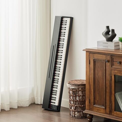 MUSTAR بيانو رقمي 88 مفتاحًا شبه مرجح للمبتدئين، 88 مفتاحًا بيانو لوحة مفاتيح مرجحة مع حامل، لوحة مفاتيح بيانو كهربائية كاملة الحجم 88 مفتاحًا، 129 صوتًا، حافظة، دواسة مستدامة، USB MIDI، أسود in Kuwait