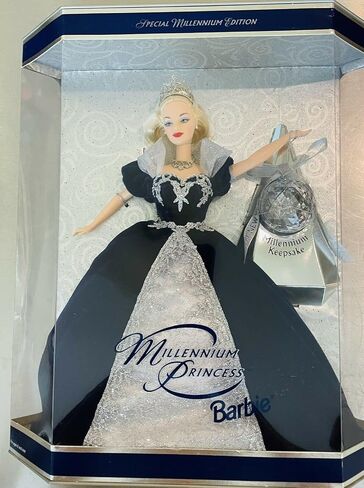 Holiday Barbie Special Edition Millennium Princess Mattel Year 1999 2000 with Swirl Background Inside Box in Saudi Arabia