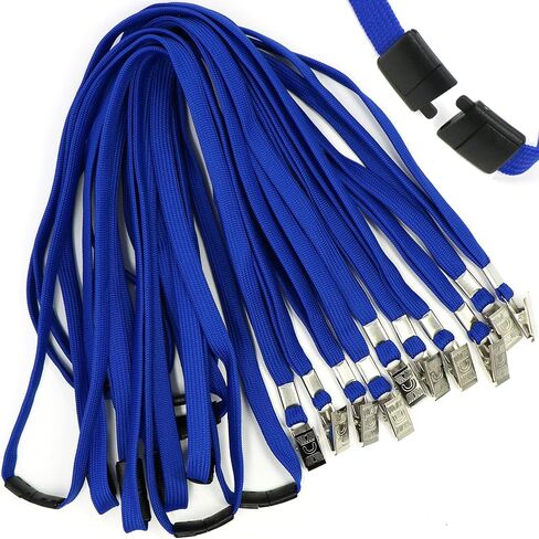 Ollain Lanyard with Safety Breakaway Buckle 50 Pack Lanyards Clip Bulk Flat Flat Lanyards for Id Badges Name Tag (Blue) in Kuwait