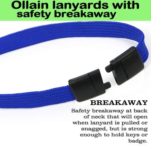 Ollain Lanyard with Safety Breakaway Buckle 50 Pack Lanyards Clip Bulk Flat Flat Lanyards for Id Badges Name Tag (Blue) in Kuwait