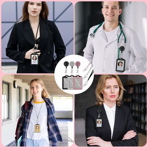3 PCS Rhinestone Bling Lanyard مع حامل شارة الهوية ، حبل الراينستون لشارات الهوية Diamond Crystal Idcard حامل الكريستال الشارة القابلة للسحب الشحرة مع حلقة رئيسية ومشبك المعادن in Saudi Arabia