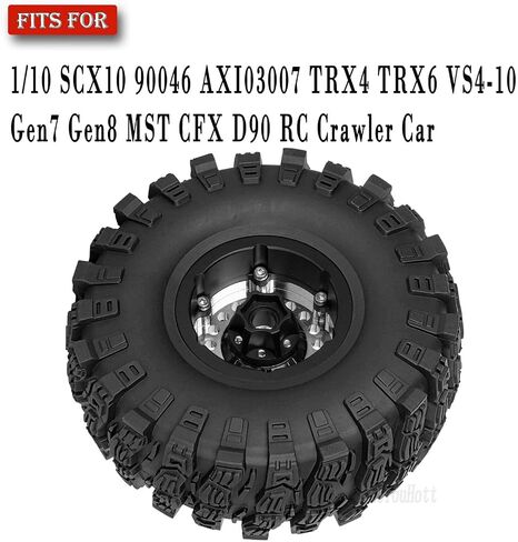 RC Brass&Aluminium 1.9 Crawler Tires/1.9 Beadlock Wheels and Tires Set for 1/10 SCX10 90046 AXI03007 TRX4 TRX6 VS4-10 Gen7 Gen8 MST CFX D90, RC Wheels and Rims Deep Dish Wheel,Silver in Kuwait
