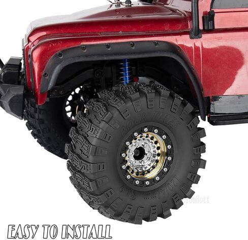RC Brass&Aluminium 1.9 Crawler Tires/1.9 Beadlock Wheels and Tires Set for 1/10 SCX10 90046 AXI03007 TRX4 TRX6 VS4-10 Gen7 Gen8 MST CFX D90, RC Wheels and Rims Deep Dish Wheel,Silver in Kuwait