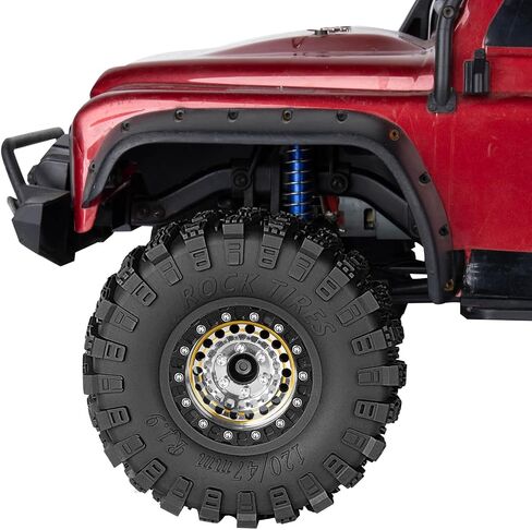 RC Brass&Aluminium 1.9 Crawler Tires/1.9 Beadlock Wheels and Tires Set for 1/10 SCX10 90046 AXI03007 TRX4 TRX6 VS4-10 Gen7 Gen8 MST CFX D90, RC Wheels and Rims Deep Dish Wheel,Silver in Kuwait