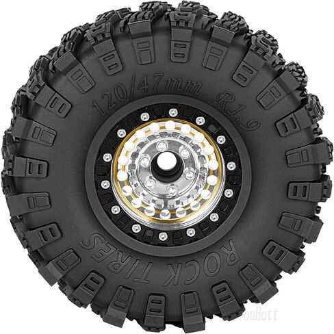 RC Brass&Aluminium 1.9 Crawler Tires/1.9 Beadlock Wheels and Tires Set for 1/10 SCX10 90046 AXI03007 TRX4 TRX6 VS4-10 Gen7 Gen8 MST CFX D90, RC Wheels and Rims Deep Dish Wheel,Silver in Kuwait