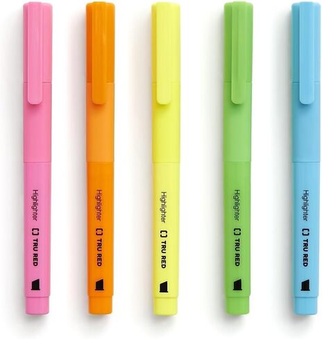 STAPLES TRU RED Pocket Highlighter with Grip Chisel Tip Asst 5/Pack in Saudi Arabia
