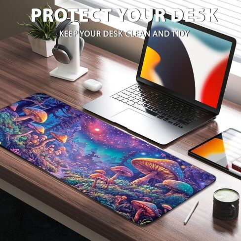 Large Gaming Mouse Pad, Mushroom Computer Mousepad Desk Mat, Birthday Gifts for Women Men Mushroom Lovers, Non-Slip Large Desk Decor Accessories for Keyboard and Mouse 11.8"x 31.4" XL in Kuwait