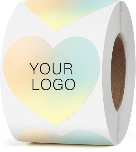 Gold Heart Thermal Labels Vinyl 2 Inch Self-Adhesive Holographic Printable Gift Stickers Roll Waterproof Decals for Decoration QR Code DIY Name Tag 200 PCS in Kuwait