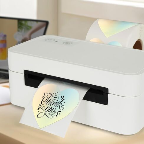 Gold Heart Thermal Labels Vinyl 2 Inch Self-Adhesive Holographic Printable Gift Stickers Roll Waterproof Decals for Decoration QR Code DIY Name Tag 200 PCS in Kuwait