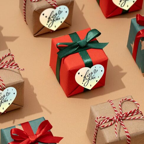 Gold Heart Thermal Labels Vinyl 2 Inch Self-Adhesive Holographic Printable Gift Stickers Roll Waterproof Decals for Decoration QR Code DIY Name Tag 200 PCS in Kuwait