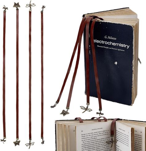 PH Pandahall 4 أنماط مرجعية من الجلد الشريط المرجعية ، Vintagae Butterfly Alloy Pendant Longmarks Dragonfly Bookmark لعشاق الكتب القراء عيد ميلاد عيد ميلاد العودة إلى هدايا المدرسة ، البرونز العتيقة 17 ~ 18inch in Saudi Arabia