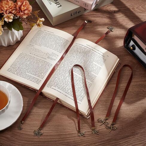 PH Pandahall 4 أنماط مرجعية من الجلد الشريط المرجعية ، Vintagae Butterfly Alloy Pendant Longmarks Dragonfly Bookmark لعشاق الكتب القراء عيد ميلاد عيد ميلاد العودة إلى هدايا المدرسة ، البرونز العتيقة 17 ~ 18inch in Saudi Arabia
