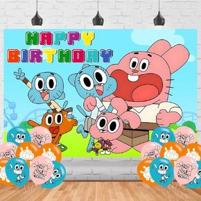 عالم مذهل من زخارف عيد ميلاد غومبال ، خلفيات Gumball Cartoon for Decorations لوازم ، أنيمي عيد ميلاد سعيد خلفية لتوازم الحفلات (5 × 3 قدم) in Kuwait