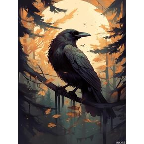 UIBDVKS Crow Diamond Painting Kits for Adults Painting Nature Artwork for Beginner Full Circle Crystal Embroidery Art Crafts Kit for Home Decor Wall Decor 12x16inch in Saudi Arabia