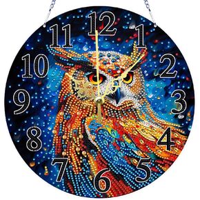 DIY 5D Acrylic Diamond Painting Clock Kits for Adults Flower Animals Special Shaped Art Wall Clock Crystal Rhinestone Diamond Painting by Number Mosaic Art Crafts Home Wall Decor (Yellow) in Kuwait
