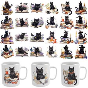 24PCS UV DTF Cup Wrap,Cats UV DTF Cup Wraps Transfer Stickers,Easy to Operate and Design,Suitable for Party Decoration, Birthday Decoration, Home Decoration in Saudi Arabia