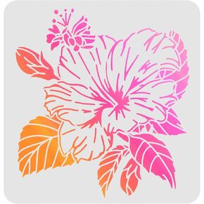 إصبع Hibiscus رسم الطلاء أذرع الطلاء (11.8 × 11.8 بوصة) الإستنسل البلاستيكية للديكور على الخشب والأرضية والجدار والنسيج in Kuwait