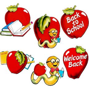 48 أجهزة كمبيوتر نرحب مرة أخرى في قواطع المدرسة العودة إلى المدرسة أبل قطع زخارف الفصول الدراسية بوكو دودة مزدوجة الجوانب زينة الطباعة in Kuwait