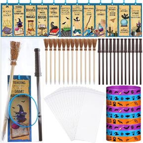 Eaasty 96 Pcs Magical Wizard Party Favors Included 48 Magical Bookmarks 24 Witch Broom Pencils 24 Wizard Silicone Bracelets for Halloween Witch Themed Birthday Goody Bag Filler Favors in Kuwait