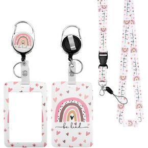 حامل شارة الهوية مع قلب القوس اللطيف ، الحبل القابل للسحب الوردي للنساء ، مستلزمات المكاتب الجمالية للمعلمين ، عمال الرعاية الصحية in Kuwait