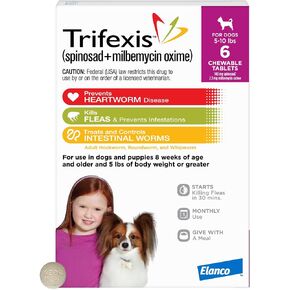 Trifexis Heartworm Prevention | Treats & Controls Flea Infestations + 4 Other Worms | Dogs 10.1-20 lbs.|1 Chewable in Saudi Arabia