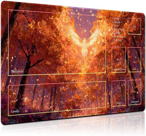 MTG Playmat 24x14 بوصة الحصير المكتبي | تخطيط منطقة اللعبة الاختيارية | قاعدة مطاطية غير قائلة | الحواف خياطة | يتضمن حقيبة تخزين مجانية | ل TCG ، ألعاب الطاولة ، وحصير المكتب (Goreveil ، بدون منطقة) in Saudi Arabia