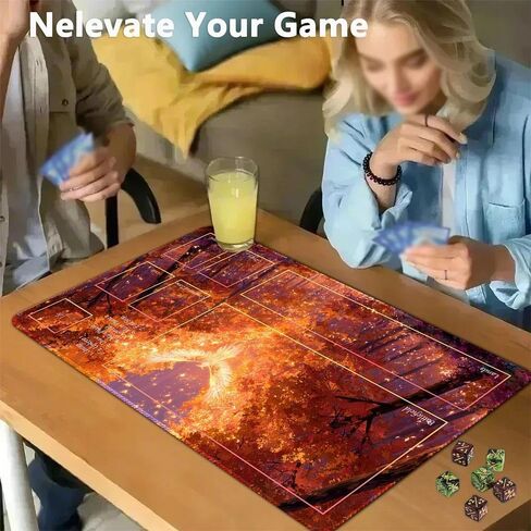 MTG Playmat 24x14 بوصة الحصير المكتبي | تخطيط منطقة اللعبة الاختيارية | قاعدة مطاطية غير قائلة | الحواف خياطة | يتضمن حقيبة تخزين مجانية | ل TCG ، ألعاب الطاولة ، وحصير المكتب (Goreveil ، بدون منطقة) in Saudi Arabia