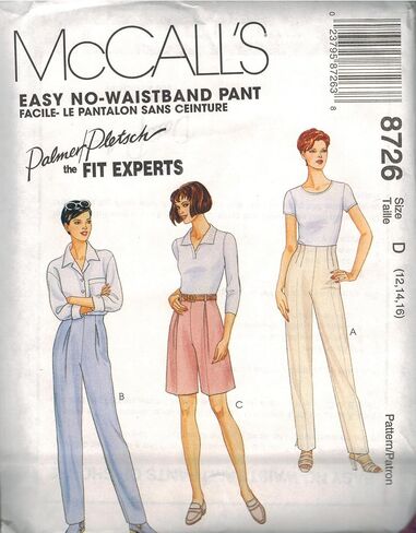 8726 McCalls Sewing Pattern Uncut Misses Pants Shorts Palmer Pletsch Size 10 12 14 in Saudi Arabia