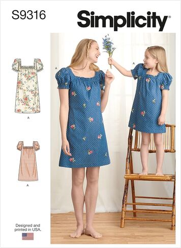 Simplicity Girl's and Women's Dress Sewing Pattern Kit, Code S9316, Sizes 3-8/6-16, Multicolor in Saudi Arabia