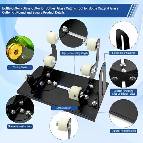 Upgrade Glass Bottle Cutter, Glass Cutters Tools - Glass Cutter for Bottles, Adjustable Bottle, Cutter Cutting Diameter 1.3-5.5", Easy Glass Bottle Cutter kit for All Shapes (Round & Square Bottles) in Saudi Arabia