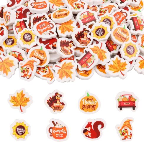 CCINEE 120Pcs Thanksgiving Mini Erasers for Kids, Fall Holiday Erasers Bulk for Desk Pets Classroom Rewards 3D Maple Pumpkins Sunflower Squirrel Turkey Eraser Party Favor Goodie Bag Stuffers in Saudi Arabia