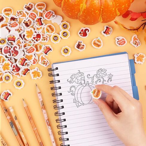 CCINEE 120Pcs Thanksgiving Mini Erasers for Kids, Fall Holiday Erasers Bulk for Desk Pets Classroom Rewards 3D Maple Pumpkins Sunflower Squirrel Turkey Eraser Party Favor Goodie Bag Stuffers in Saudi Arabia