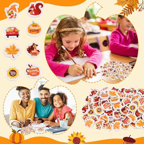 CCINEE 120Pcs Thanksgiving Mini Erasers for Kids, Fall Holiday Erasers Bulk for Desk Pets Classroom Rewards 3D Maple Pumpkins Sunflower Squirrel Turkey Eraser Party Favor Goodie Bag Stuffers in Saudi Arabia