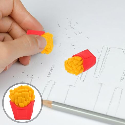Homoyoyo 30 حزمة Mini French Fries Erasers للطلاب اللوازم المدرسية Cartoon Cartoon Sounds TPR جوائز مكافأة للأطفال in Saudi Arabia