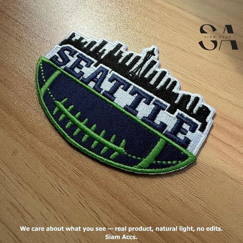 Siam Accs Rucby Fans Seattle City Logo Patch Patch American American Football Fan Team Team Iron on Sew On للملابس على الظهر جينز دراجة نارية على القبعات المخصصة للقبعات التكتيكية in Saudi Arabia