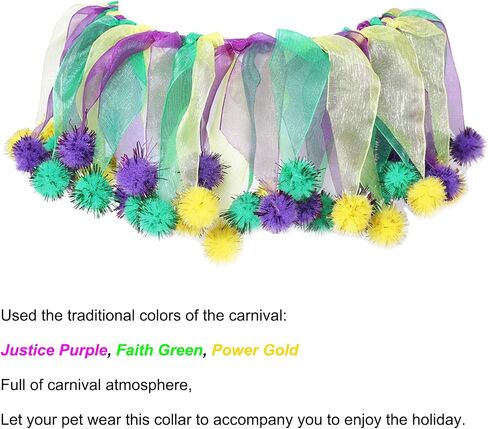 SEIS Mardi Gras Dog Collar Colorful Strip Brazilian Carnival Pet Neck Accessories Adjustable Cat Scarf Collars for Carnival Parties Cosplay Masquerades (L (Maximum to 45cm/ 17.7")) in Saudi Arabia