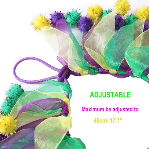 SEIS Mardi Gras Dog Collar Colorful Strip Brazilian Carnival Pet Neck Accessories Adjustable Cat Scarf Collars for Carnival Parties Cosplay Masquerades (L (Maximum to 45cm/ 17.7")) in Saudi Arabia