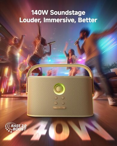 Karaoke Machine, Bluetooth Party Speakers with Screen for Lyrics Display for Adults Kids, Portable TWS PA System with 2 Wireless Microphone (Auto Charging) with WiFi & HDMI for Home TV Outdoor in Kuwait