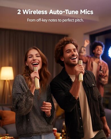 Karaoke Machine, Bluetooth Party Speakers with Screen for Lyrics Display for Adults Kids, Portable TWS PA System with 2 Wireless Microphone (Auto Charging) with WiFi & HDMI for Home TV Outdoor in Kuwait