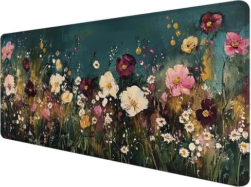 عتيقة الزهرة البرية كبيرة وسادة الماوس 31.5x15.7inch ، زهرية كبيرة الحاسوب الموسع حصيرة Mousepad للوحة المفاتيح والماوس ، ومكتب الأزهار الملحقات in Kuwait