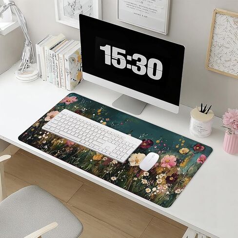 عتيقة الزهرة البرية كبيرة وسادة الماوس 31.5x15.7inch ، زهرية كبيرة الحاسوب الموسع حصيرة Mousepad للوحة المفاتيح والماوس ، ومكتب الأزهار الملحقات in Kuwait