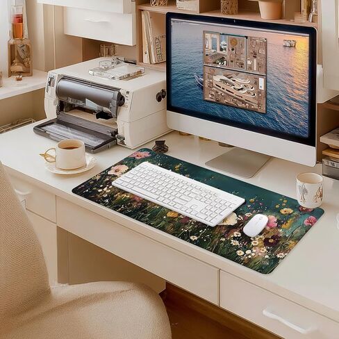 عتيقة الزهرة البرية كبيرة وسادة الماوس 31.5x15.7inch ، زهرية كبيرة الحاسوب الموسع حصيرة Mousepad للوحة المفاتيح والماوس ، ومكتب الأزهار الملحقات in Kuwait