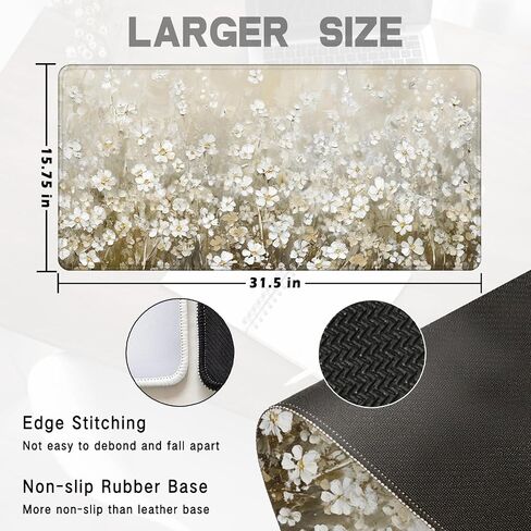عتيقة الزهرة البرية كبيرة وسادة الماوس 31.5x15.7inch ، زهرية كبيرة الحاسوب الموسع حصيرة Mousepad للوحة المفاتيح والماوس ، ومكتب الأزهار الملحقات in Kuwait