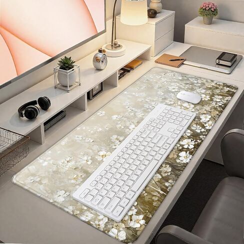 عتيقة الزهرة البرية كبيرة وسادة الماوس 31.5x15.7inch ، زهرية كبيرة الحاسوب الموسع حصيرة Mousepad للوحة المفاتيح والماوس ، ومكتب الأزهار الملحقات in Kuwait