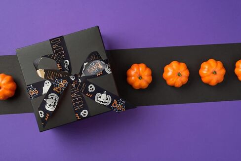 4 PCS Halloween Ribbons - شرائط الحرف الساتان ، 4/5 "عريض ، أسود وبرتقالي ، عنكبوت يقطن مطبوع in Saudi Arabia