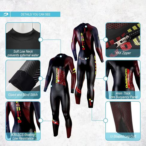 بدلة SUMARPO Triathlon 4/2 مم، بدلات ياماموتو ناعمة من النيوبرين للسباحة في المياه المفتوحة، معتمدة على البيئة، معتمدة من Fina & Ironman وUSAT in Kuwait