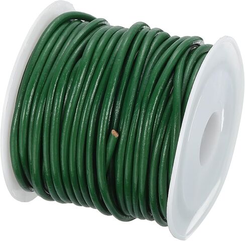 MECCANIXITY Round Leather String Cord, 5.5 Yards/ 5 m Genuine Cowhide Leather Bolo Tie Cord Wax Rope for Jewelry Making Bracelet Necklace DIY Crafts (Dark Green, 2mm/0.08") in Saudi Arabia