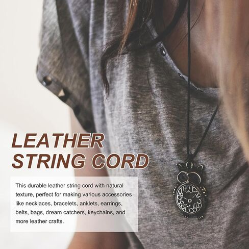 MECCANIXITY Round Leather String Cord, 5.5 Yards/ 5 m Genuine Cowhide Leather Bolo Tie Cord Wax Rope for Jewelry Making Bracelet Necklace DIY Crafts (Dark Green, 2mm/0.08") in Saudi Arabia